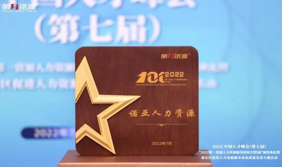 恭賀諾亞人力資源榮膺2022第一資源人力資源服務(wù)機(jī)構(gòu)100強(qiáng)榜單！